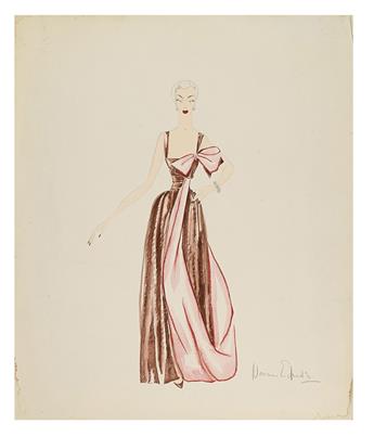 COSTUME / FASHION. Edwards, Norman. Norman Edwards. 4 original fashion drawings and personal archive.